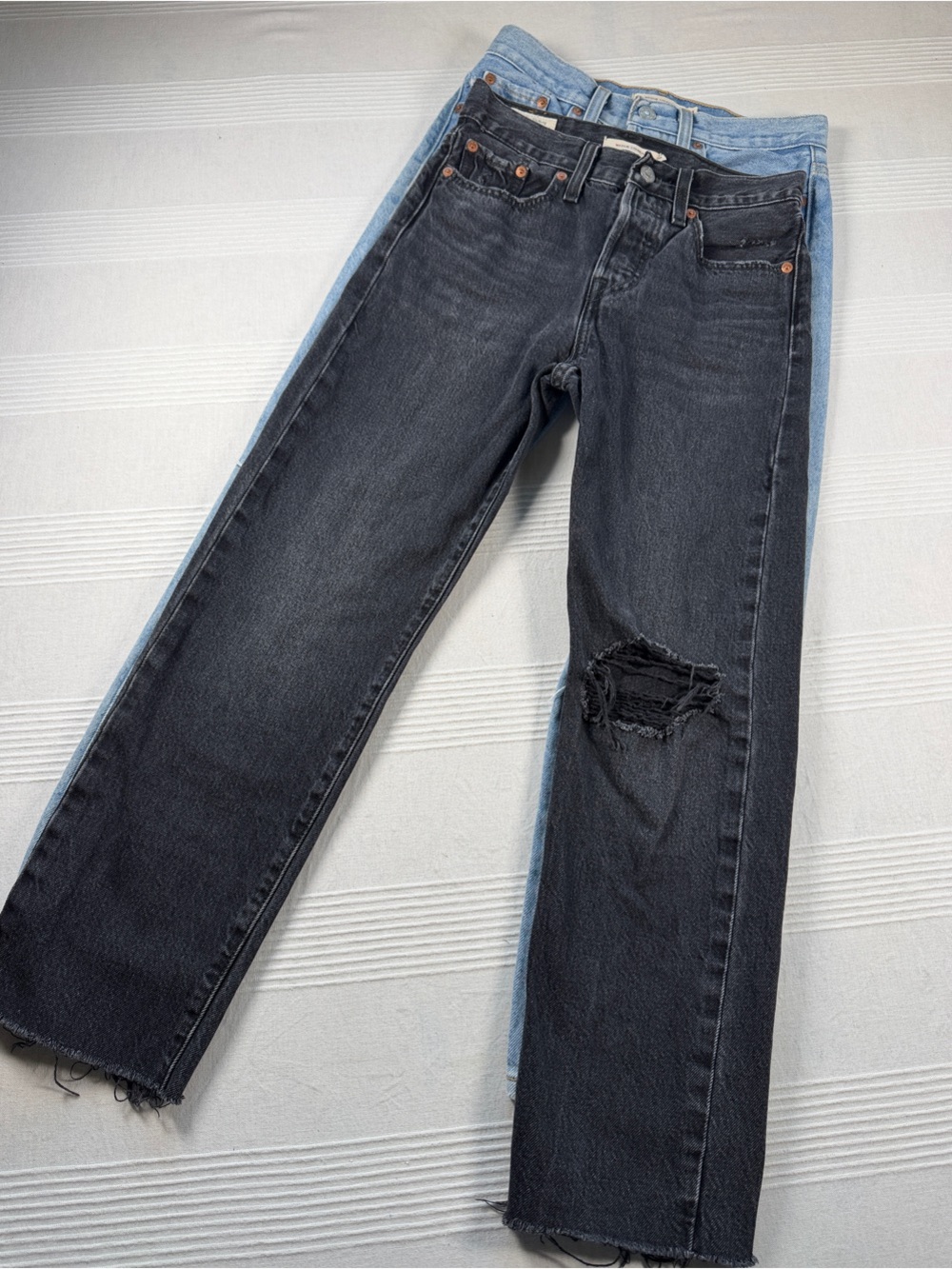 Levi’s Two-Pair Straight Leg Jeans in Black and Light Blue